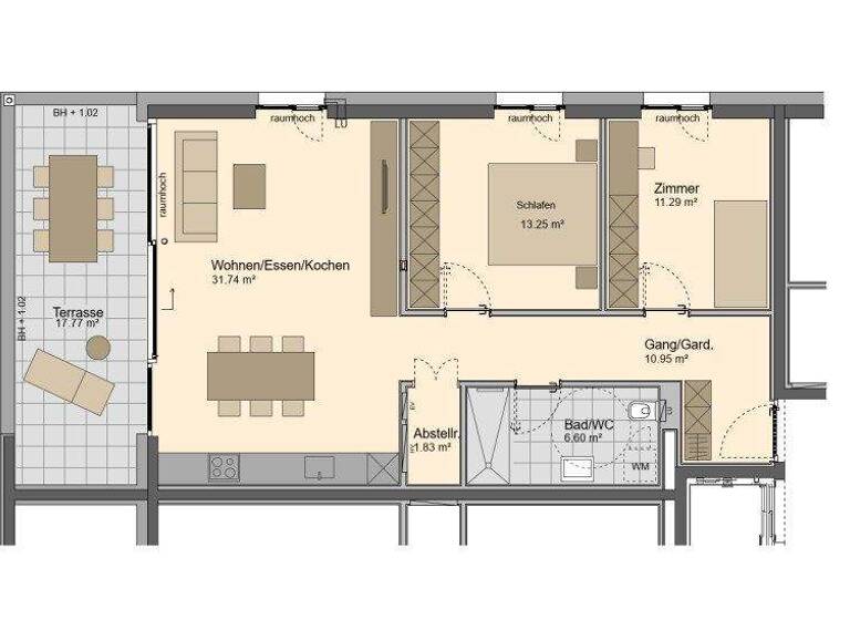 Wohnung zur Miete 1.296 € 3 Zimmer 75,7 m² 1. Geschoss frei ab 01.05.2026 Pfäfersweg 8a Rankweil 6830