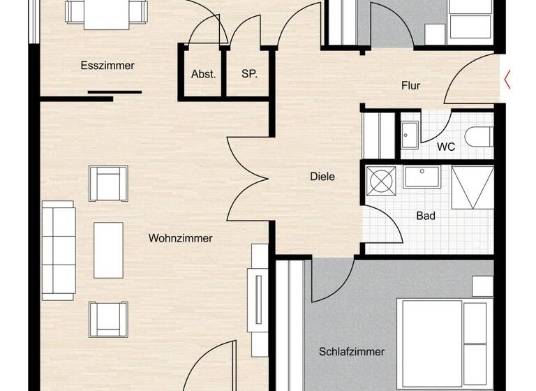 Wohnung zur Miete 1.150 € 4 Zimmer 92 m² Sanderau Würzburg 97072