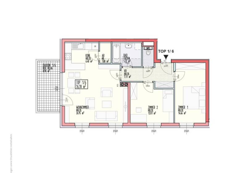 Wohnung zur Miete 723 € 3 Zimmer 76,8 m² 1. Geschoss Stössing 3073