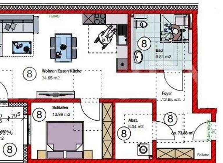 Wohnung zum Kauf - Erstbezug 299.000 € 2 Zimmer 73,9 m² 2. Geschoss frei ab sofort Meckesheim 74909