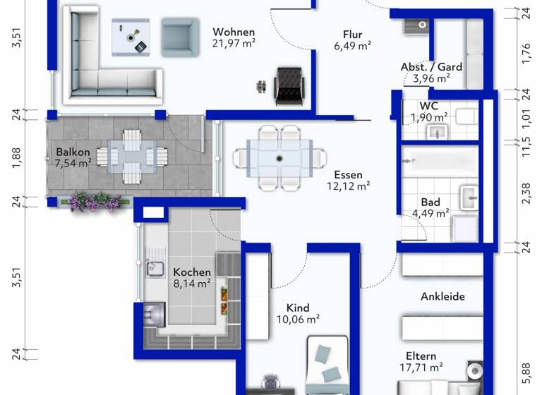 Wohnung zum Kauf 250.000 € 3,5 Zimmer 87,9 m²<br/>Wohnfläche 3.<br/>Geschoss Oberstenfeld Oberstenfeld 71720