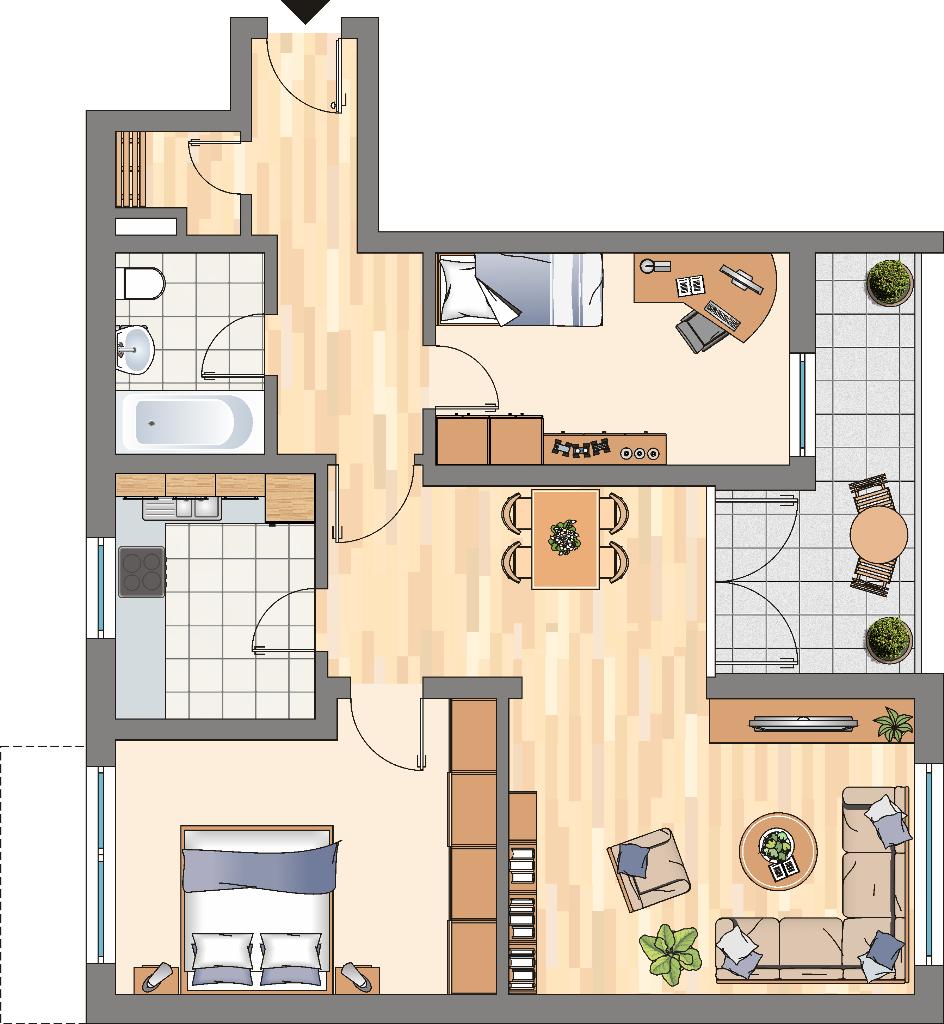 Wohnung zur Miete 569 € 3 Zimmer 73 m²<br/>Wohnfläche 5.<br/>Geschoss Severingstraße 12 Scharnhorst - Ost Dortmund 44328