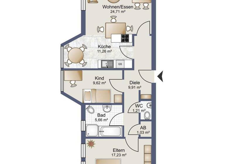 Wohnung zum Kauf 499.000 € 3 Zimmer 90 m² 1. Geschoss Kleinmachnow 14532
