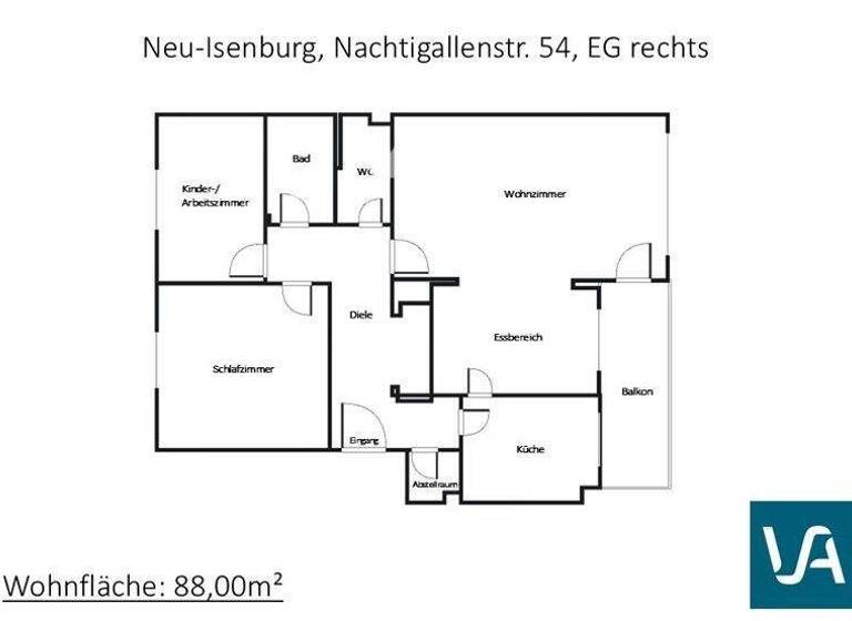 Wohnung zur Miete 1.074 € 2 Zimmer 88 m² frei ab 11.04.2026 Nachtigallenstr. 54 Gravenbruch Neu-Isenburg 63263