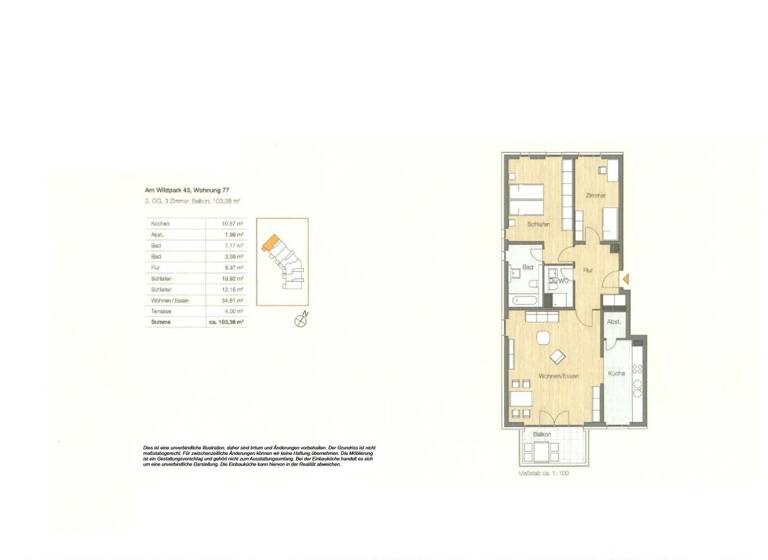 Wohnung zur Miete 1.908 € 3 Zimmer 103,3 m²<br/>Wohnfläche 2.<br/>Geschoss 01.07.2025<br/>Verfügbarkeit Am Wildpark 43 Ludenberg Düsseldorf 40629
