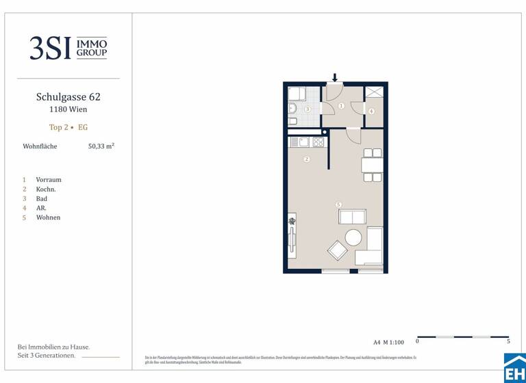 Studio zum Kauf 259.000 € 1 Zimmer 50,3 m² EG Schulgasse Wien 1180