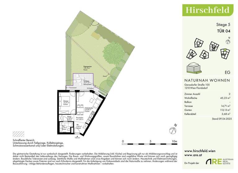 Wohnung zum Kauf - Erstbezug provisionsfrei 295.000 € 2 Zimmer 45,2 m² EG Wien 1210