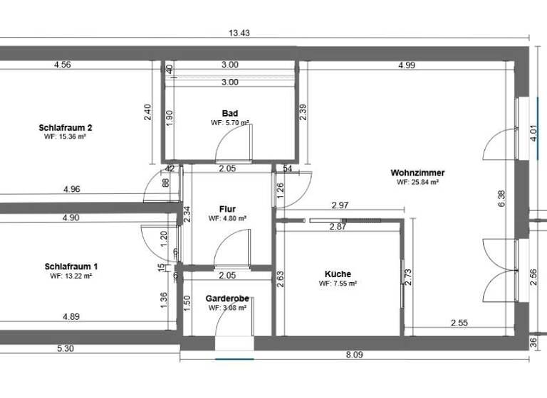 Wohnung zum Kauf 194.500 € 3 Zimmer 76,8 m² 1. Geschoss Flutrinne 39 Mickten Dresden 01139