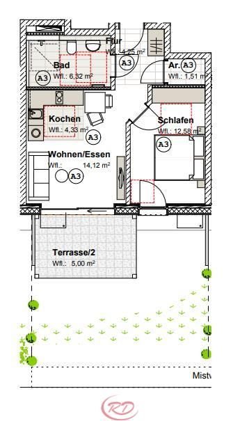 Wohnung zur Miete 650 € 2 Zimmer 48,1 m²<br/>Wohnfläche 01.01.2025<br/>Verfügbarkeit Dorfen Dorfen 84405