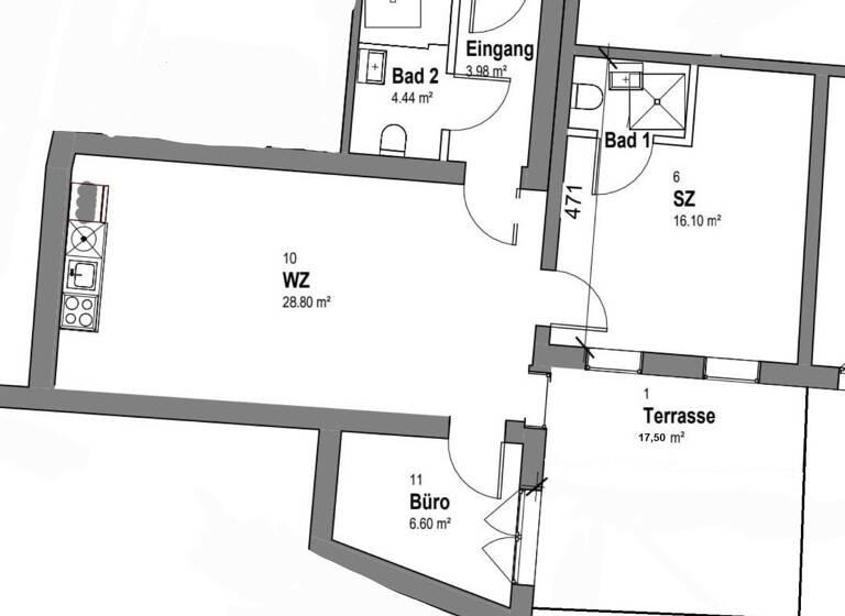 Wohnung zur Miete - Erstbezug 1.000 € 3 Zimmer 70,8 m² EG Schmidtstraße 8 Rüdesheim am Rhein 65385