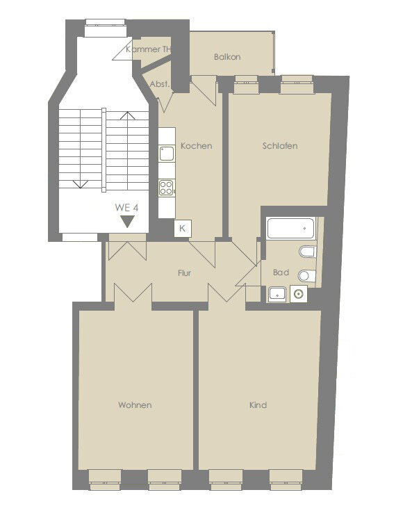 Wohnung zum Kauf 319.000 € 3 Zimmer 88,7 m²<br/>Wohnfläche 1.<br/>Geschoss Südvorstadt Leipzig 04275