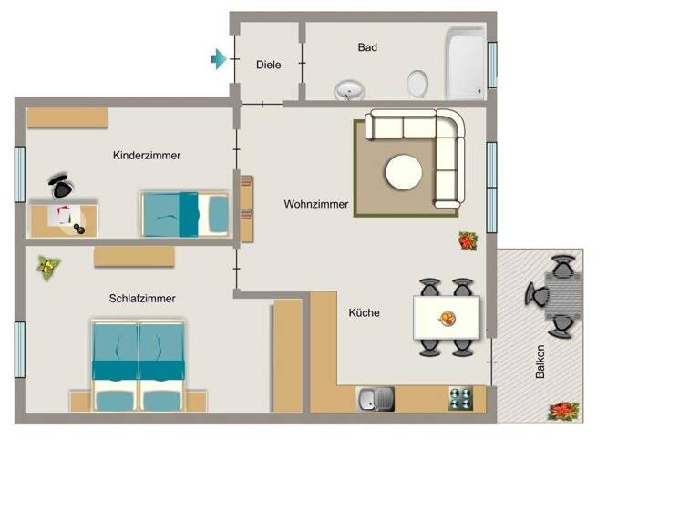 Wohnung zur Miete 529 € 3,5 Zimmer 55 m² EG Kluckstraße 11 Alstaden-West Oberhausen 46049