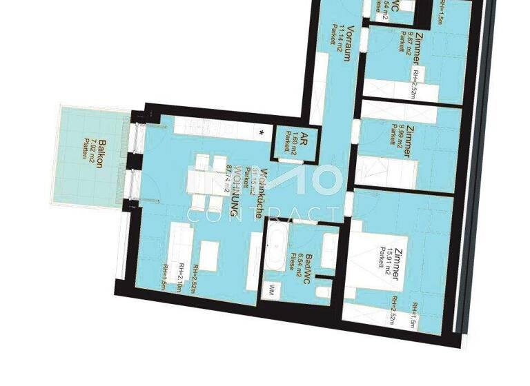 Wohnung zum Kauf - Erstbezug 591.000 € 4 Zimmer 87,7 m² 2. Geschoss Wien 1100