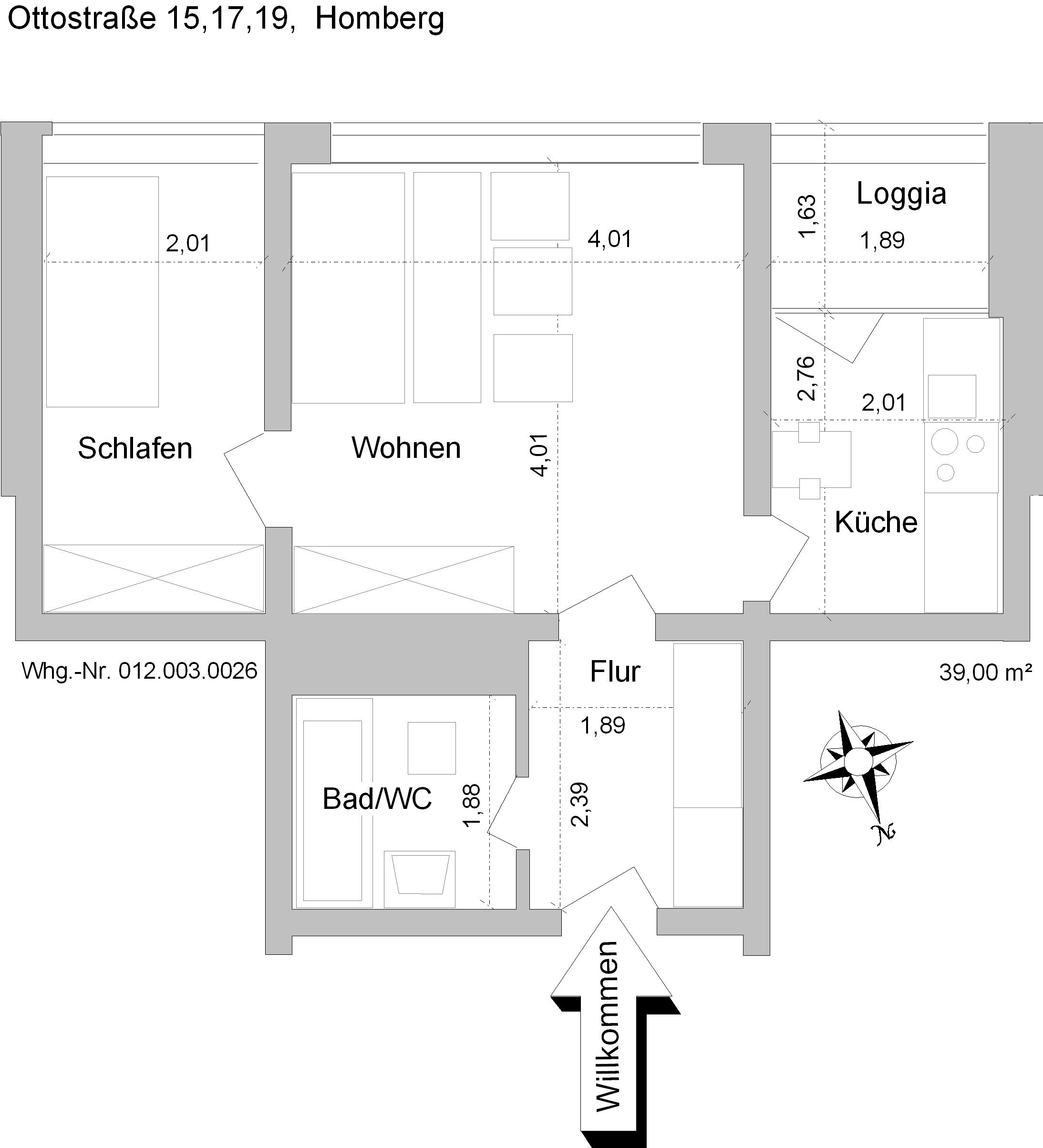 Wohnung zur Miete 520 € 2 Zimmer 51 m²<br/>Wohnfläche EG<br/>Geschoss 01.01.2025<br/>Verfügbarkeit Ottostraße 19 Hochheide Duisburg-Homberg/Hochheide 47198