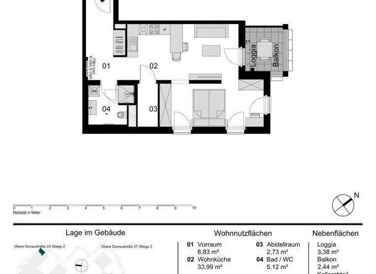 Wohnung zum Kauf - Erstbezug 481.000 € 1,5 Zimmer 50,7 m² 3. Geschoss Obere Donaustraße 23 Wien 1020