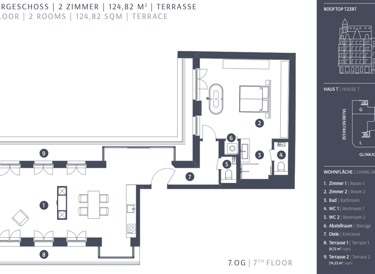 Penthouse zum Kauf - Erstbezug provisionsfrei 2.100.000 € 2 Zimmer 124,8 m² 7. Geschoss Mitte Berlin 10117