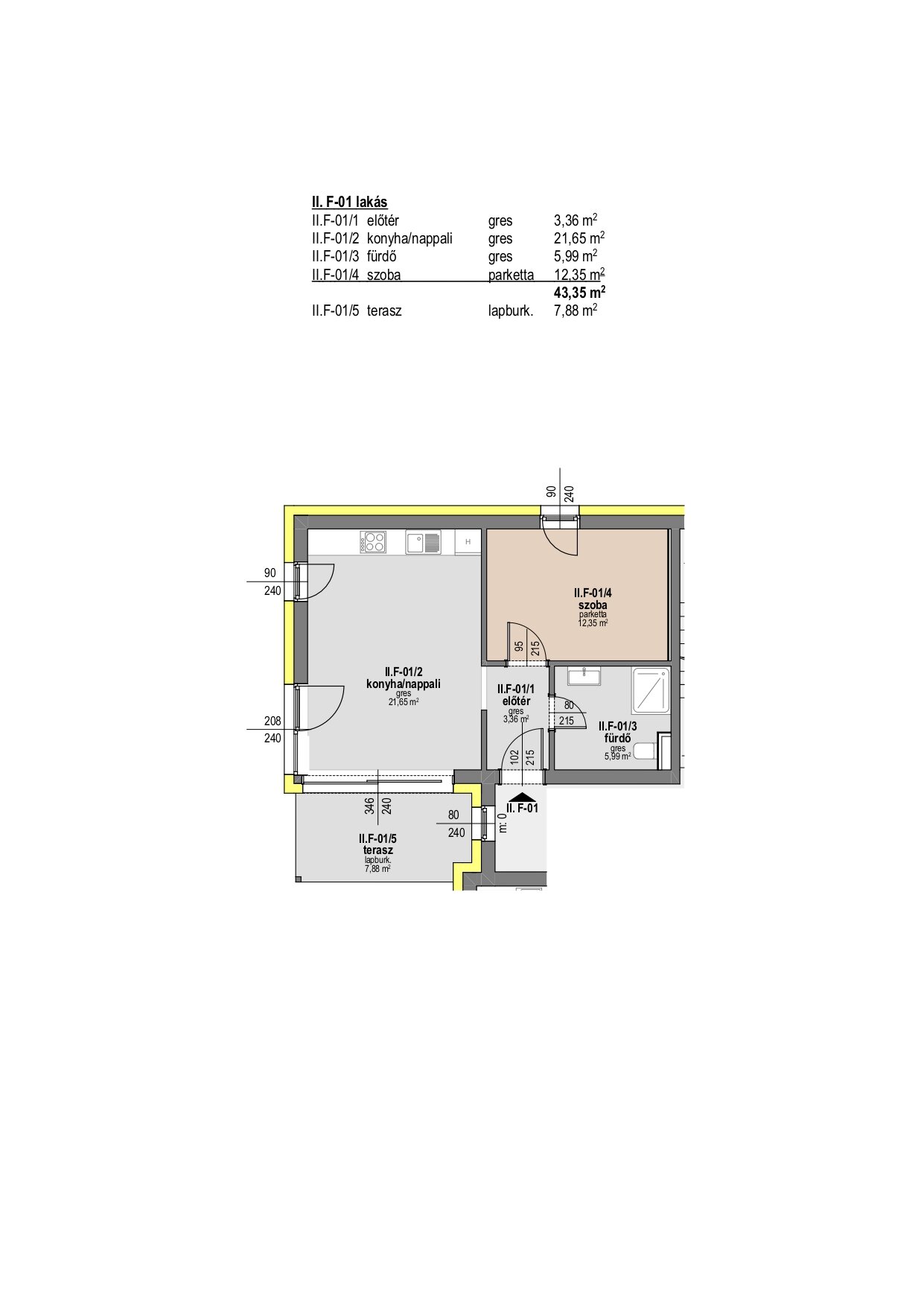 Terrassenwohnung zum Kauf provisionsfrei als Kapitalanlage geeignet 169.750 € 2 Zimmer 43,4 m²<br/>Wohnfläche Keszthely 8360