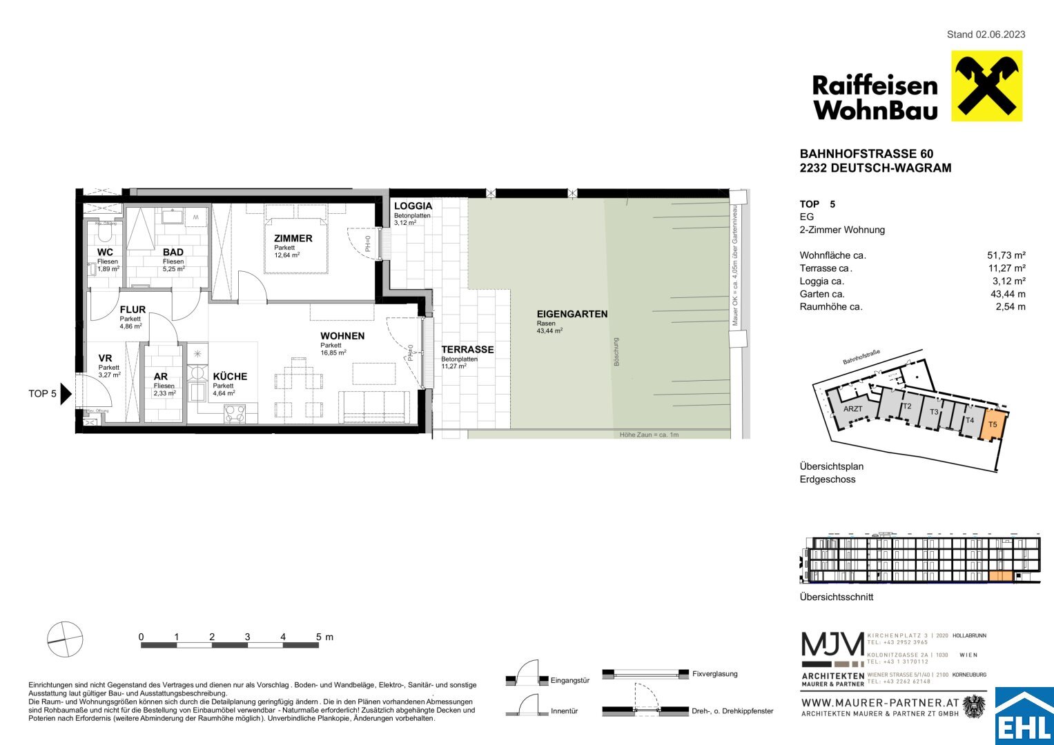 Wohnung zum Kauf 307.200 € 2 Zimmer 51,7 m²<br/>Wohnfläche EG<br/>Geschoss Bahnhofstraße Deutsch-Wagram 2232