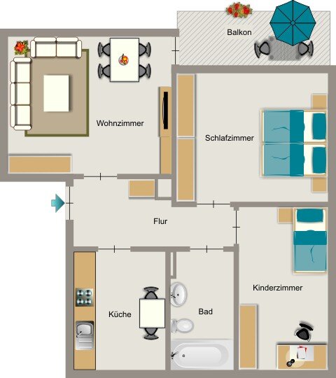 Wohnung zur Miete 644 € 3,5 Zimmer 64,4 m²<br/>Wohnfläche 1.<br/>Geschoss 01.04.2025<br/>Verfügbarkeit Schwermannstraße 60 Kupferdreh Essen 45257