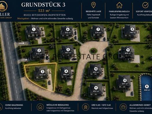 Grundstück zum Kauf 227.505 € 523 m² Grundstück Hofstetten Hitzhofen 85122