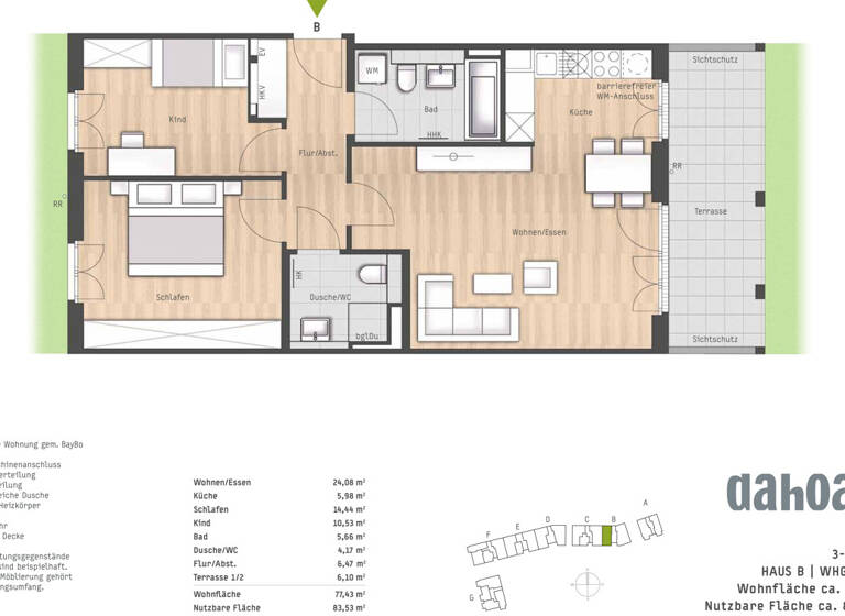 Wohnung zum Kauf 549.900 € 3 Zimmer 77,4 m² EG Vaterstetten 85591