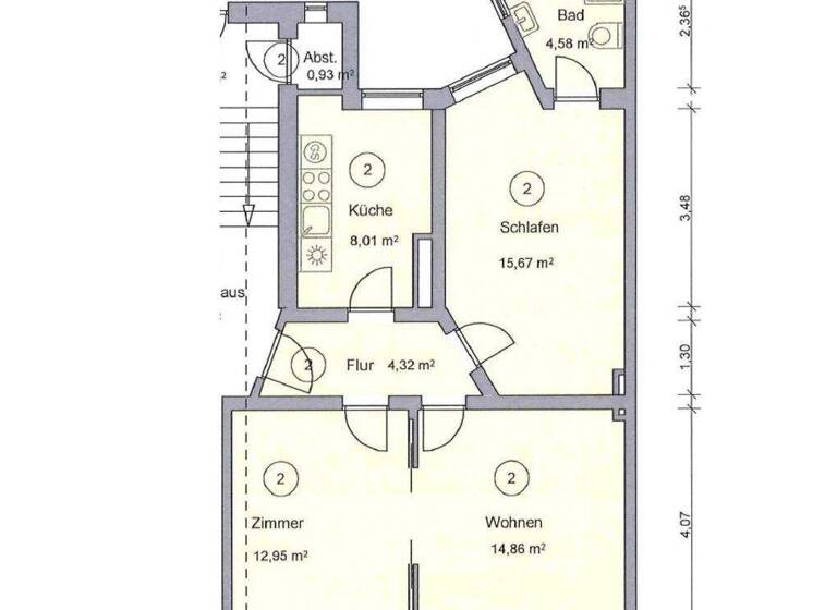 Wohnung zum Kauf 179.000 € 2 Zimmer 60 m² EG Südfriedhof Kiel 24114