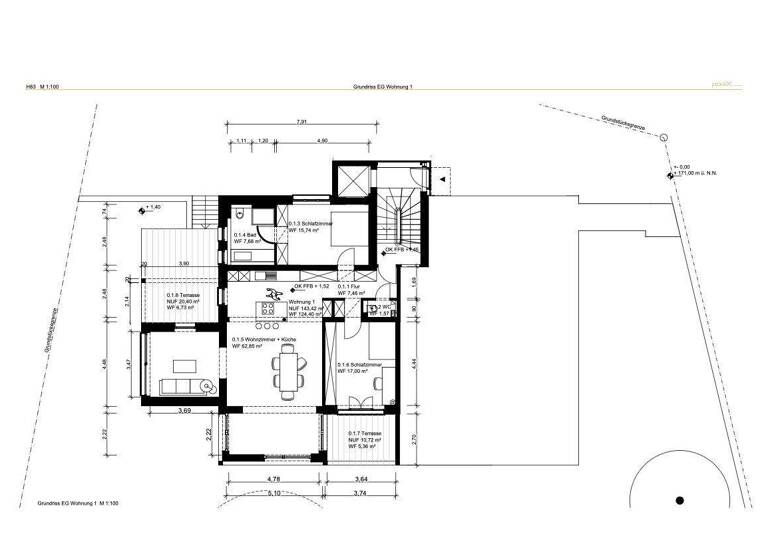 Wohnung zum Kauf - Erstbezug 1.095.000 € 3 Zimmer 124,4 m² EG Darmstadt 64285