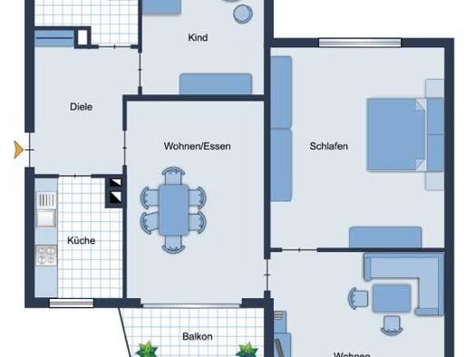 Wohnung zur Miete 900 € 4 Zimmer 96 m² 1. Geschoss Alleestraße 134 Innen Remscheid 42853