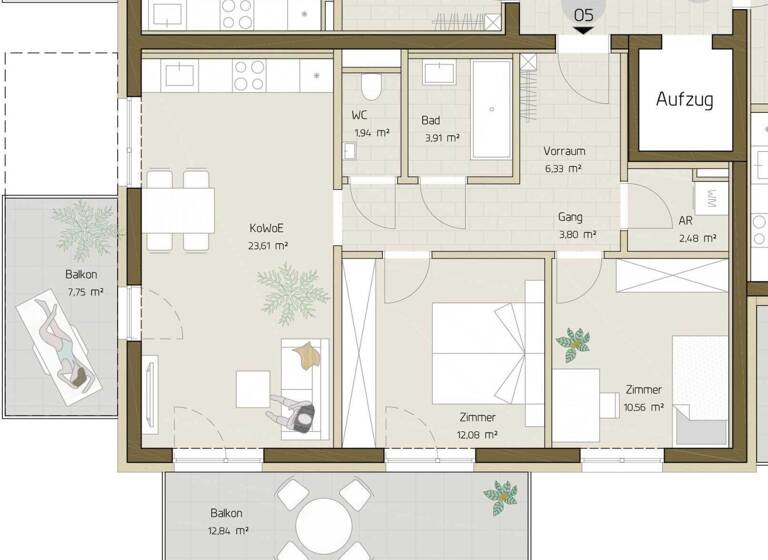 Wohnung zum Kauf - Erstbezug provisionsfrei 310.560 € 3 Zimmer 64,7 m² Göstinger Straße 33 Eggenberg Graz,14.Bez.:Eggenberg 8020
