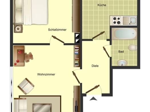 Wohnung zur Miete 369 € 2 Zimmer 40,6 m² 2. Geschoss frei ab 01.09.2026 Bachstraße 15 Unna Unna 59423