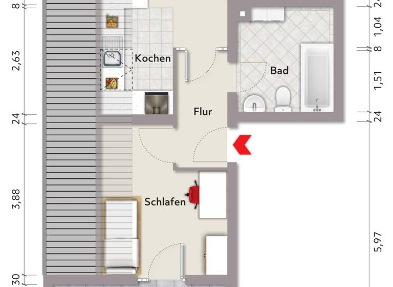 Wohnung zum Kauf 135.000 € 2 Zimmer 50 m²<br/>Wohnfläche Dachgeschoss<br/>Geschoss Kreuzau Kreuzau 52372