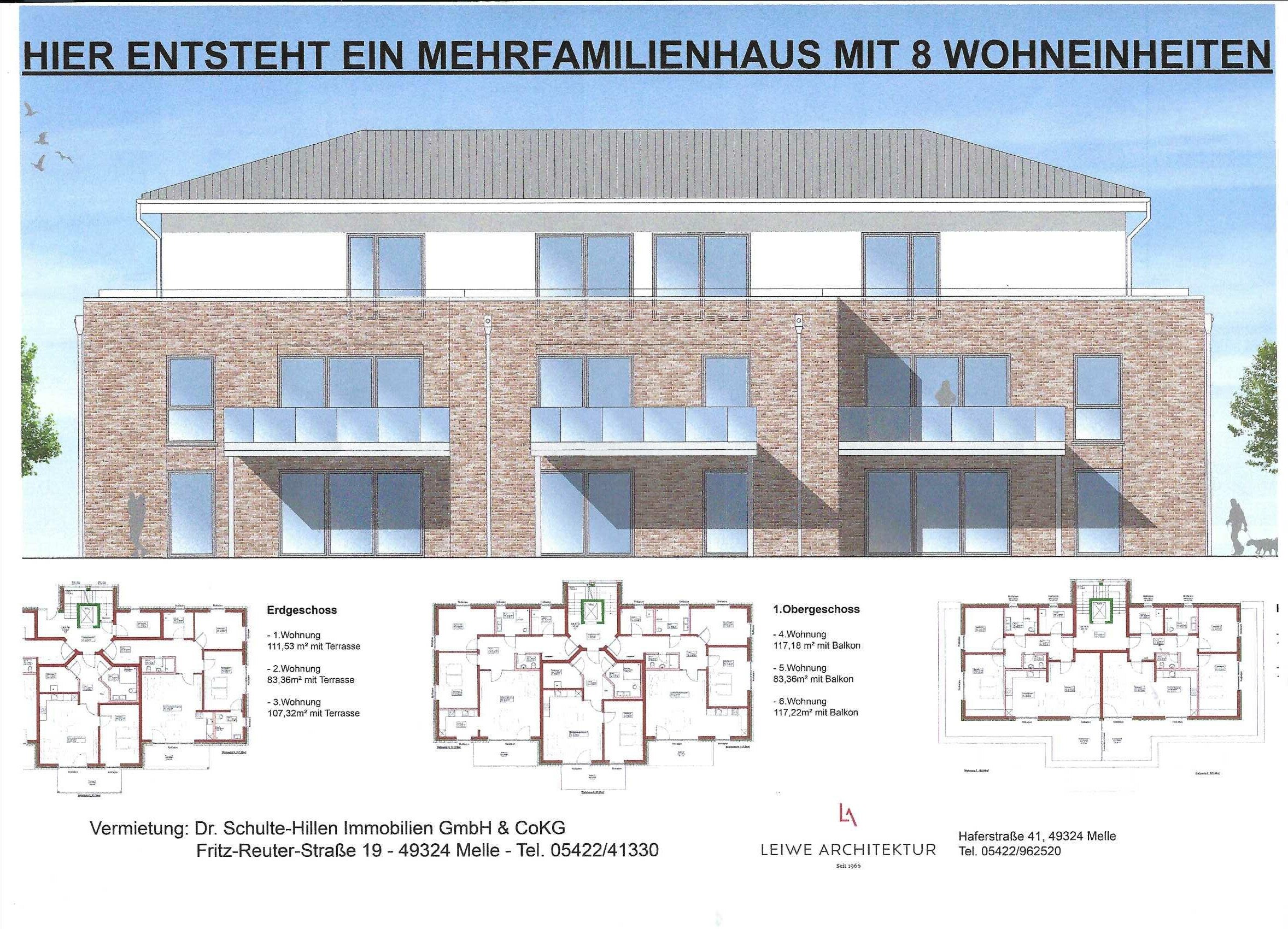 Wohnung zur Miete 825 € 2 Zimmer 83,4 m²<br/>Wohnfläche EG<br/>Geschoss ab sofort<br/>Verfügbarkeit Melle - Mitte Melle 49324