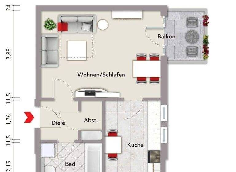 Studio zum Kauf 133.970 € 1 Zimmer 40,8 m² 2. Geschoss frei ab sofort Flörsheim 65439
