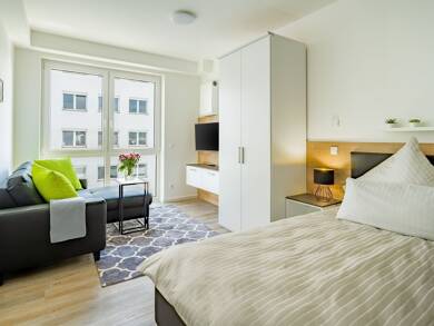 Studio zur Miete - Erstbezug Wohnen auf Zeit 1.195 € 1 Zimmer 26 m² Dieselstraße 8 Bad Nauheim Bad Nauheim 61231