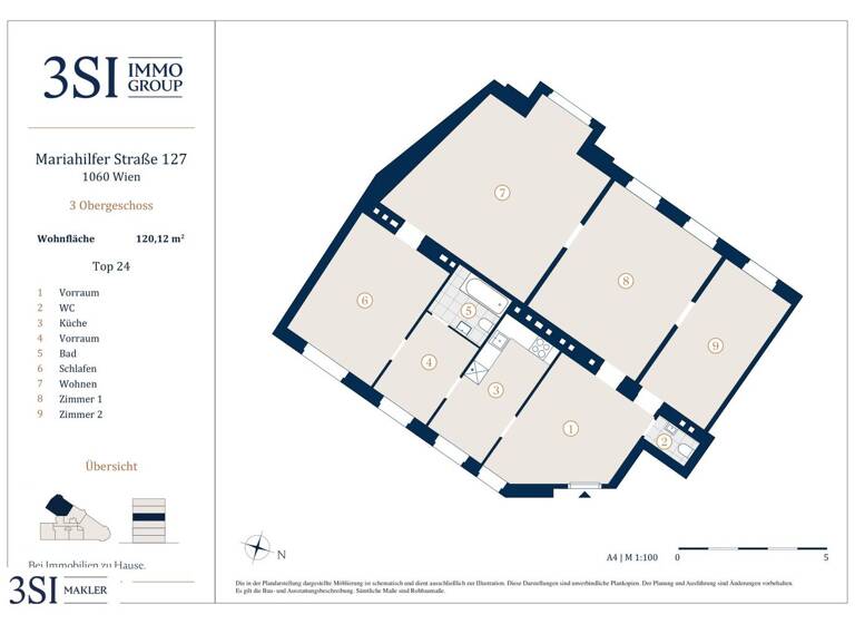 Wohnung zum Kauf 399.000 € 4 Zimmer 120,1 m² 3. Geschoss Mariahilfer Straße 127 Wien 1060