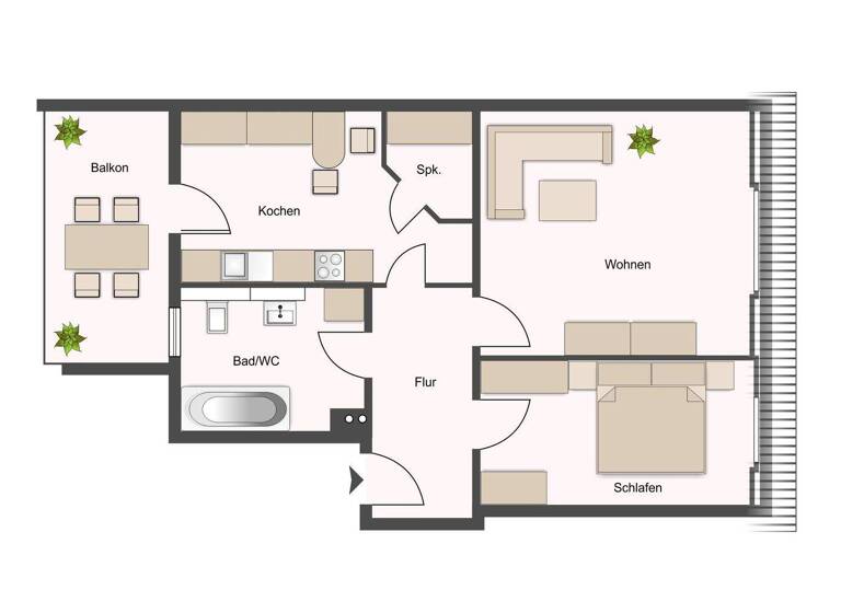 Wohnung zur Miete 703 € 2 Zimmer 63,9 m² 4. Geschoss Gohlis-Süd Leipzig 04155