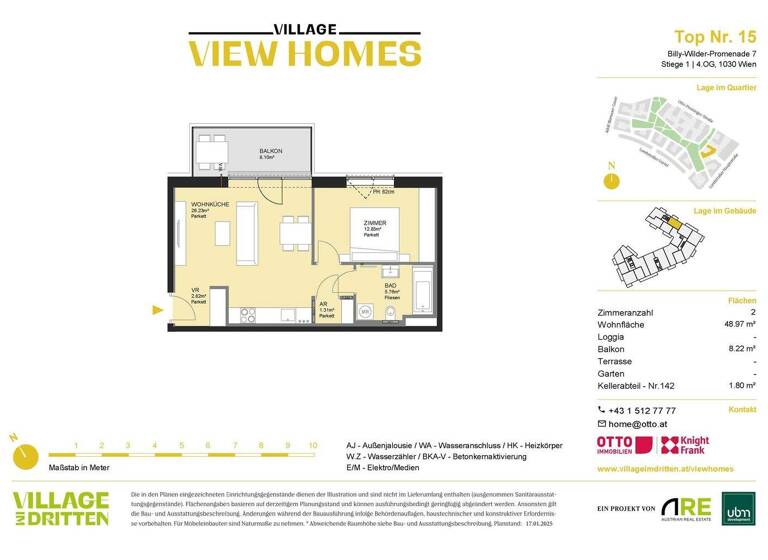 Wohnung zum Kauf - Erstbezug 398.000 € 2 Zimmer 49 m² 4. Geschoss Wien 1030