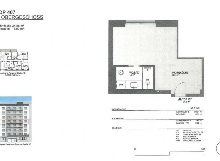 Studio zur Miete 510 € 1 Zimmer 24,9 m² 4. Geschoss Salzburg 5020