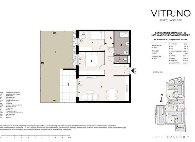 Wohnung zur Miete - Erstbezug 1.083 € 3 Zimmer 73,6 m² St. Peter Klagenfurt,13.Bez.:Viktring 9020
