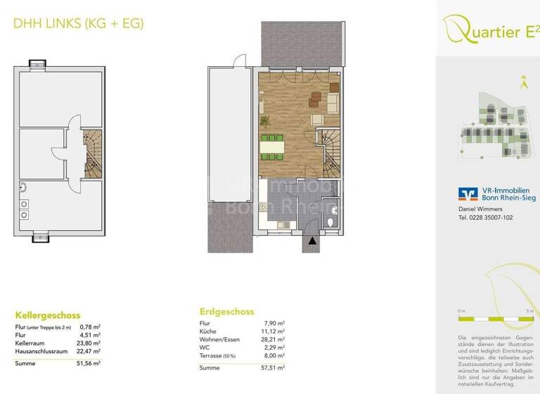 Doppelhaushälfte zum Kauf - Erstbezug provisionsfrei 659.500 € 6 Zimmer 147 m² 290 m² Grundstück Friedrich-Wilhelms-Hütte Troisdorf 53840