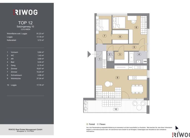 Wohnung zum Kauf 599.000 € 3 Zimmer 91,2 m² 4. Geschoss Wien 1210