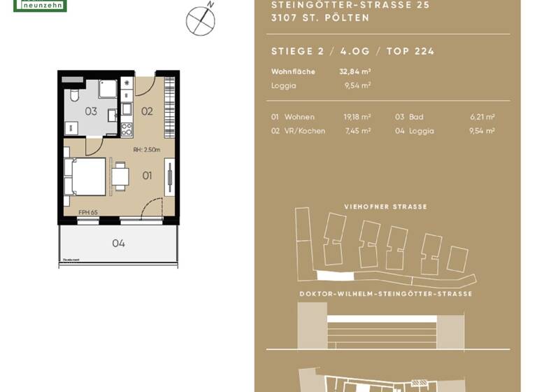 Studio zur Miete 493 € 1 Zimmer 32,8 m² 4. Geschoss Doktor-Wilhelm-Steingötter-Straße 25 Viehofen St. Pölten 3100
