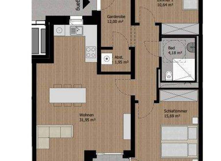 Wohnung zur Miete nur mit Wohnberechtigungsschein 378 € 2 Zimmer 72,3 m² 1. Geschoss Trier-West-Pallien Trier 54294