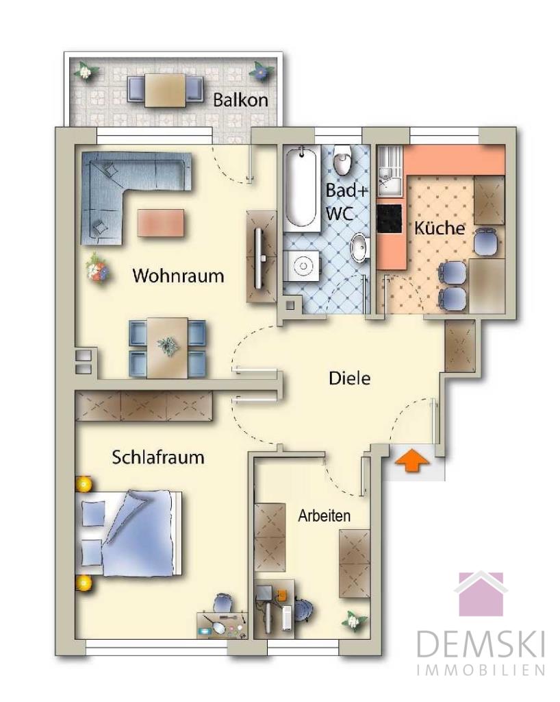 Wohnung zur Miete 680 € 2,5 Zimmer 64 m²<br/>Wohnfläche Benrath Düsseldorf 40597