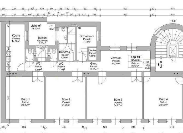 Büro zur Miete 2.964 € 5 Zimmer Wien 1080