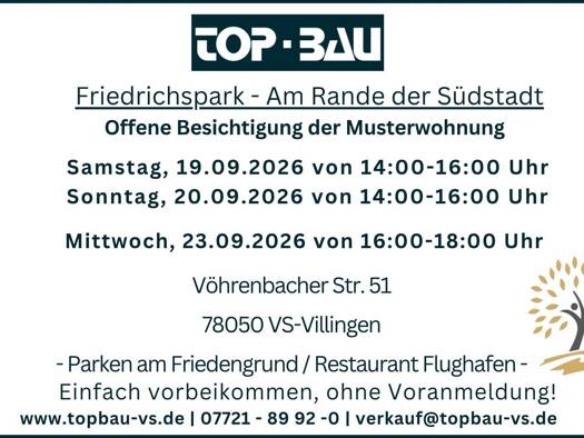 Wohnung zum Kauf - Neubau provisionsfrei 372.950 € 2 Zimmer 70,1 m² Vöhrenbacher Straße Villingen Villingen-Schwenningen 78050