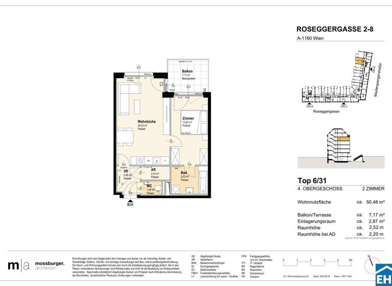 Wohnung zum Kauf - Erstbezug 357.700 € 2 Zimmer 50,5 m² 4. Geschoss Roseggergasse Wien 1160