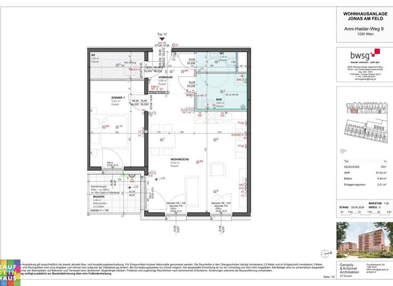 Wohnung zum Kauf - Erstbezug 308.130 € 2 Zimmer 57,9 m² frei ab sofort Anni-Haider-Weg 9 Wien 1220