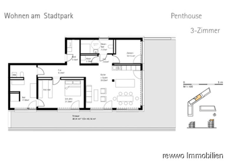 Penthouse zum Kauf 1.122.000 € 3 Zimmer 155,2 m²<br/>Wohnfläche 6.<br/>Geschoss Burghausen Burghausen 84489