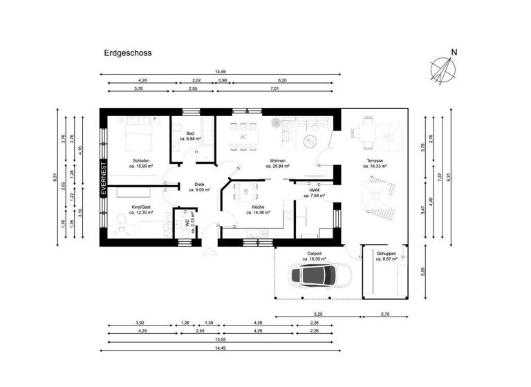 Bungalow zum Kauf - Erstbezug 365.000 € 3 Zimmer 98 m² 465 m² Grundstück Ihrhove Westoverledingen 26810